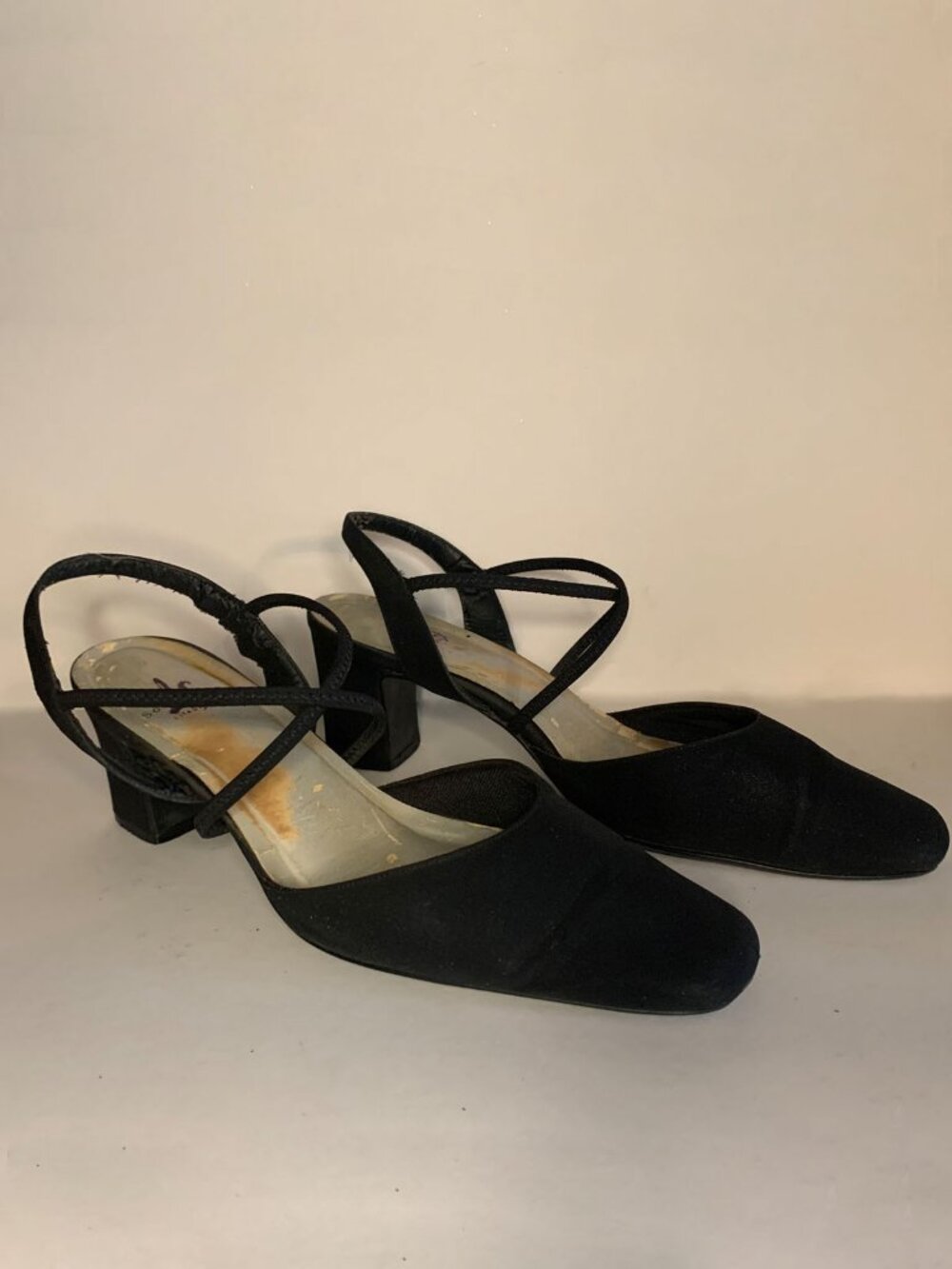 LifeStride Soft System Black Strappy Block Heel Slingback Pumps Size 9.5M